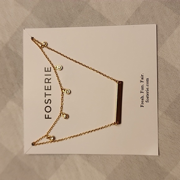 NWT Fosterie Double Chain Duo Necklace Gift Trendy - Picture 1 of 7